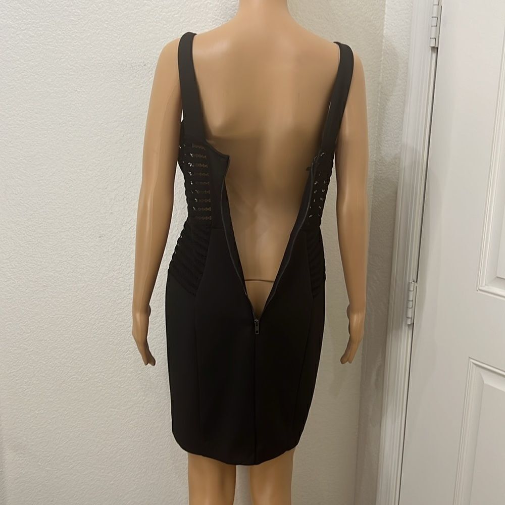 Metaphor Dress Sz Black Scoop Neck Sleeveless Mini Slimming Cutouts Zipper Back - Picture 7 of 11
